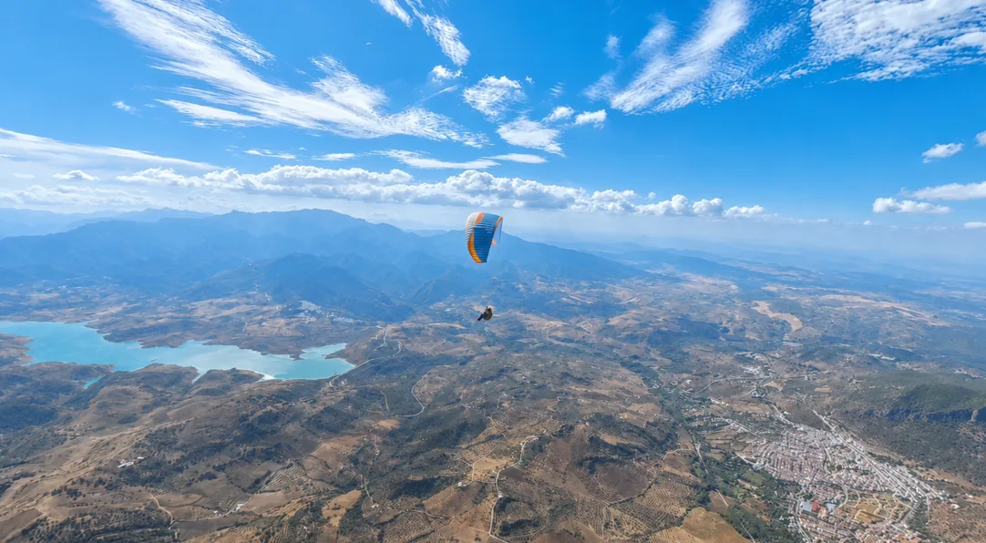 Paragliding in Algodonales above Andalusian white villages