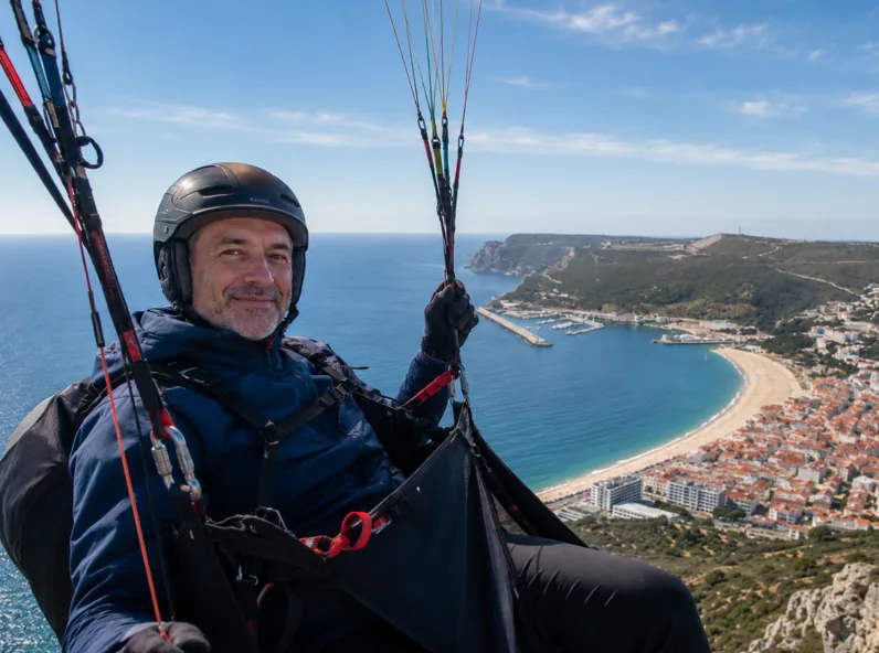 Paragliding over 50 on Portugal's Atlantic coast