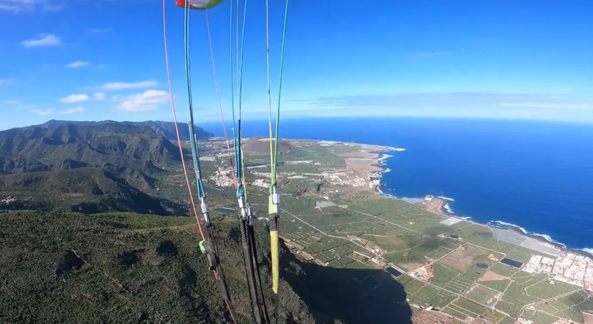 Paragliding in Tenerife Canary Islands in winter sunshine
