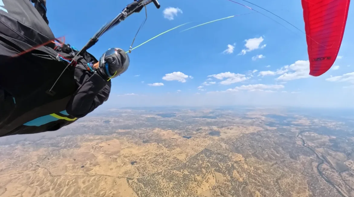 Pilot POV at altitude above the arid Iberian landscape — Iberian XC Tour Portugal and Spain